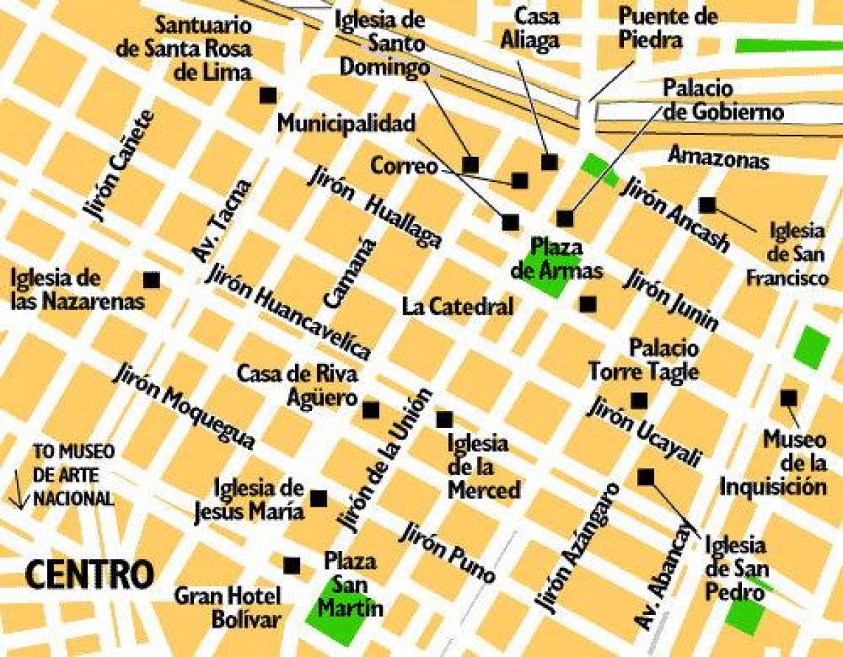 Mapa centra města Lima peru
