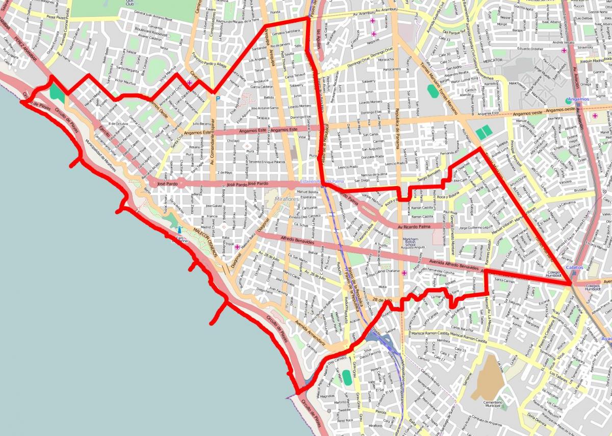 Lima miraflores mapě