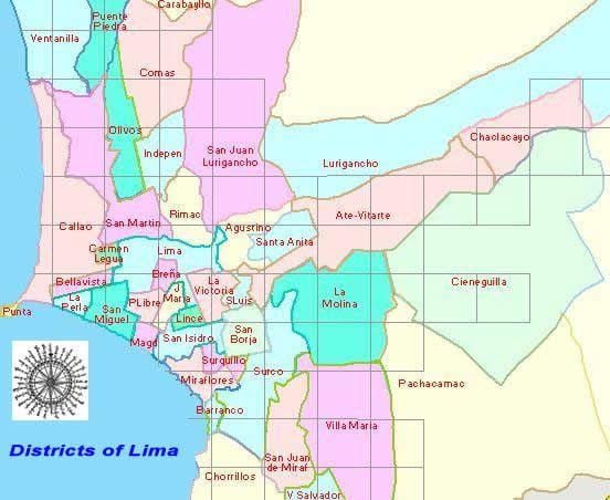 mapa Lima peru okresů