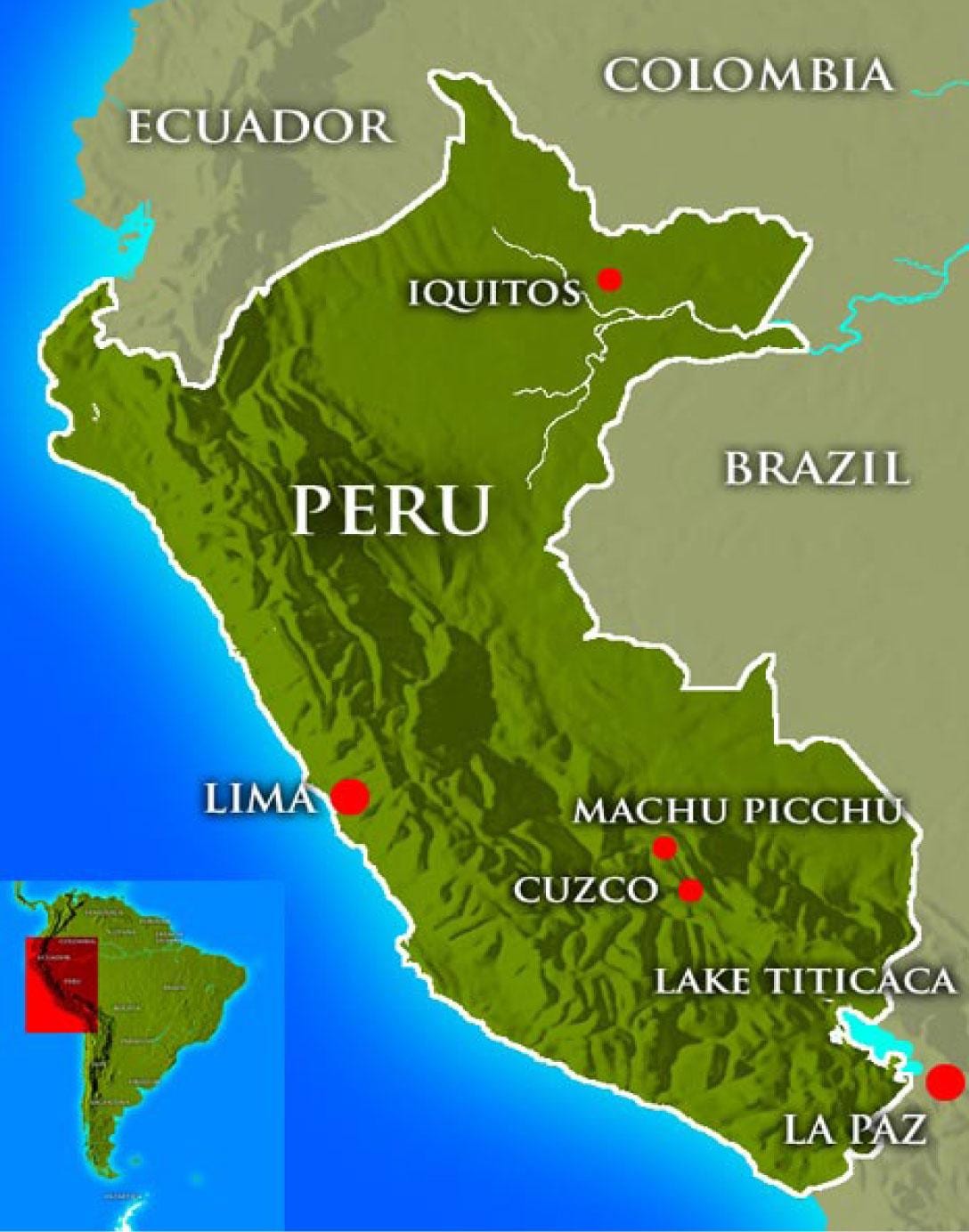 mapa ukazuje peru