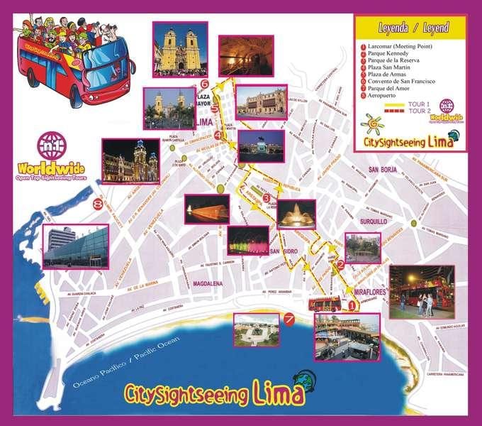turistická mapa Lima peru