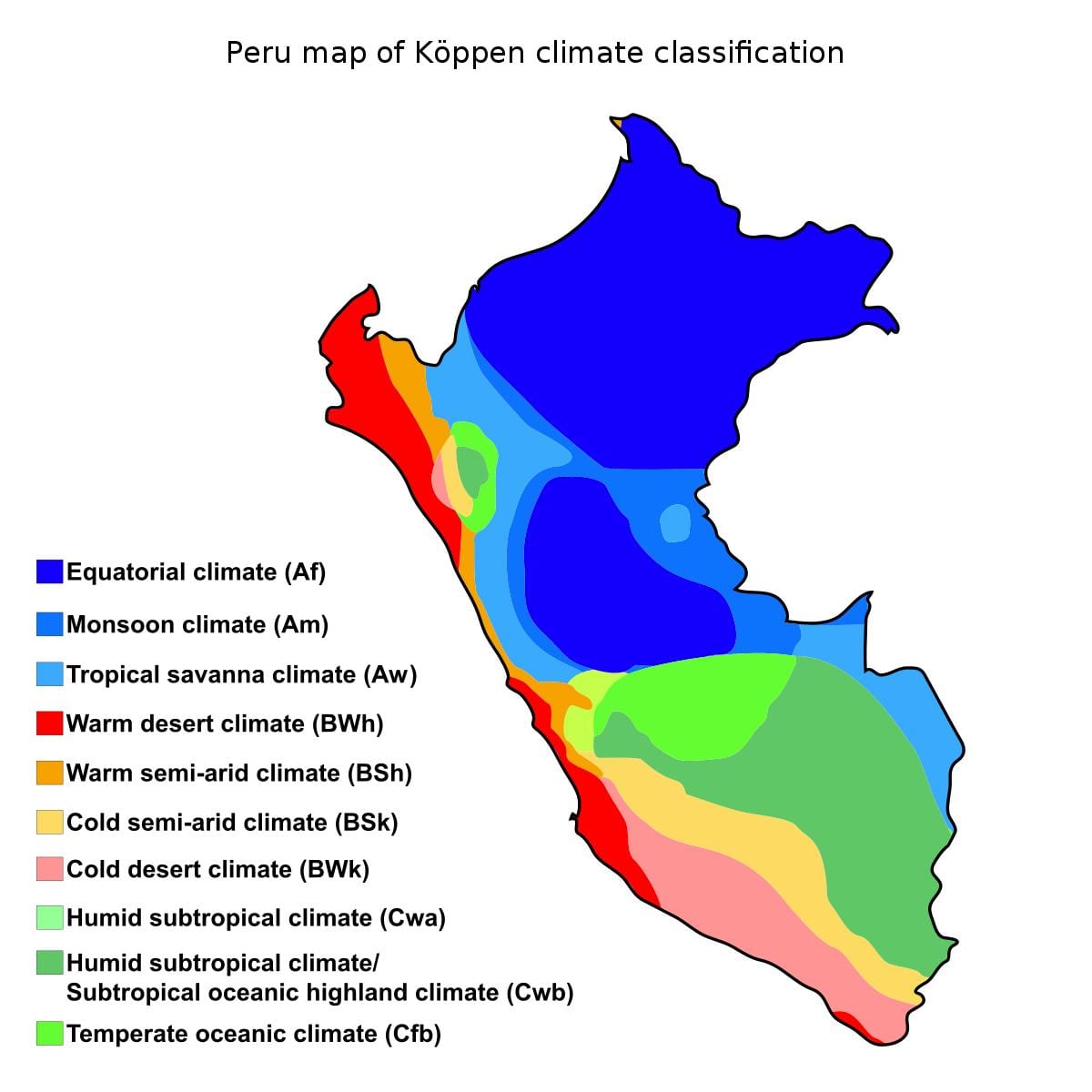 Mapa peru klimatu