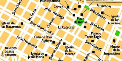 Mapa centra města Lima peru
